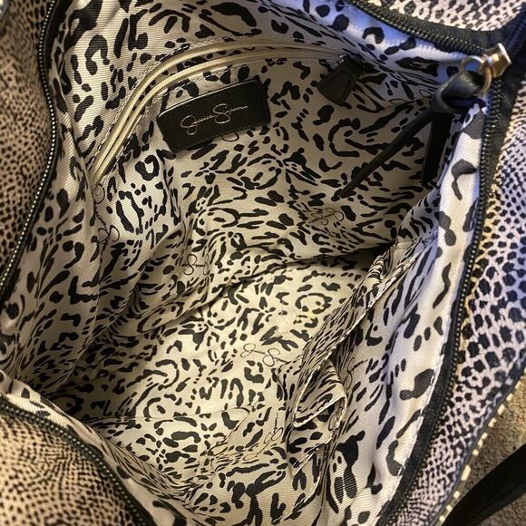 Jessica Simpson Leopard Print Soft Faux Leather Satchel Shoulder Bag Purse NWOT - Picture 3 of 7
